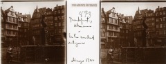Artemio de Valle Arizpe a un costado de la Fuente de la Justicia en la plaza  Römerberg, Frankfurt