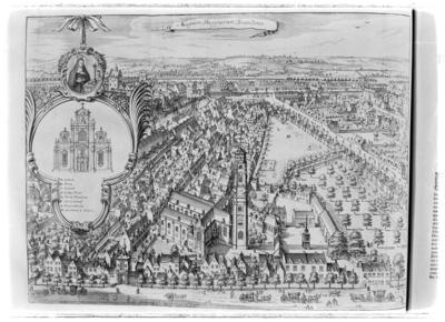 Lámina titulada: Magnum Begynasium Bruxellense, en el libro de Antoni Sandri, Choregraphia Sacra, tomo 3, 1664.
