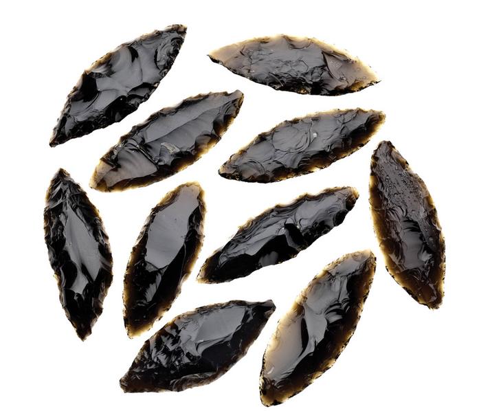  Cuchillos bifaciales obsidiana verde