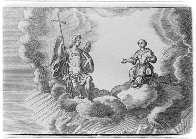 Detalle de la lámina titulada: Basilica Bruxellensis S.S. Michaelis et Gudilae, en el libro de Antoni Sandri, Choregraphia Sacra, tomo 3, 1664.

