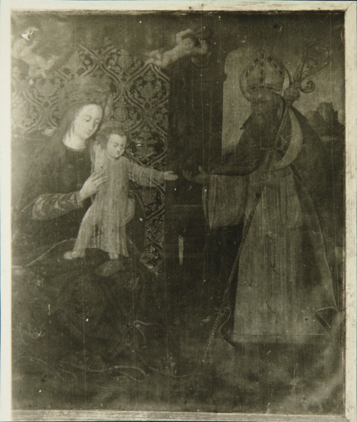 San Agustín, la Virgen María y el Niño Jesús. Pintura anónima.