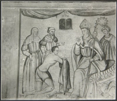 Escena de San Francisco ante el  Obispo de Asís.  Cholula.